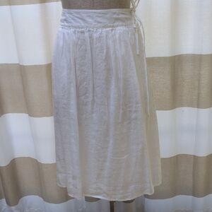 J. Crew White Linen Gathered Skirt